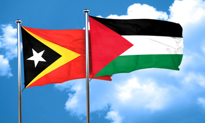 east timor flag with Palestine flag, 3D rendering