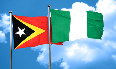 east timor flag with Nigeria flag, 3D rendering