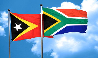 east timor flag with South Africa flag, 3D rendering