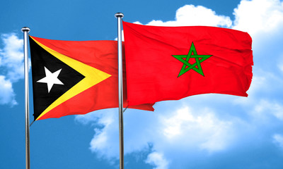 east timor flag with Morocco flag, 3D rendering