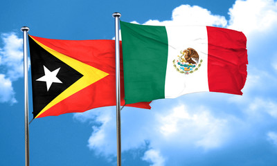 east timor flag with Mexico flag, 3D rendering