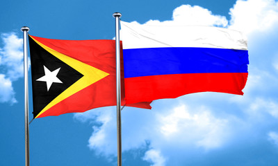 east timor flag with Russia flag, 3D rendering