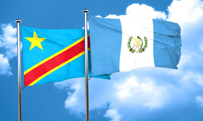 Democratic republic of the congo flag with Guatemala flag, 3D re
