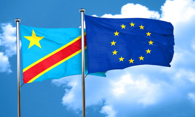 Democratic republic of the congo flag with european union flag,