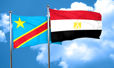 Democratic republic of the congo flag with egypt flag, 3D render