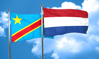 Fototapeta na wymiar Democratic republic of the congo flag with Netherlands flag, 3D