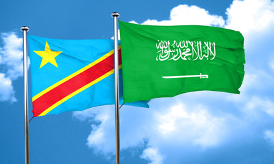 Democratic republic of the congo flag with Saudi Arabia flag, 3D