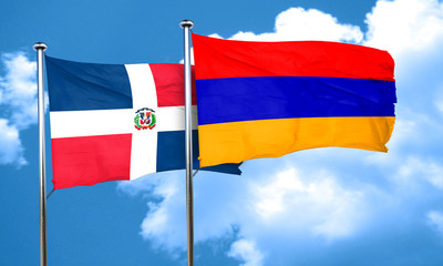 dominican republic flag with Armenia flag, 3D rendering