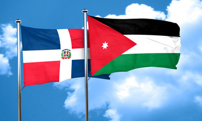 dominican republic flag with Jordan flag, 3D rendering