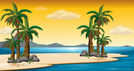 Scene with beach and ocean