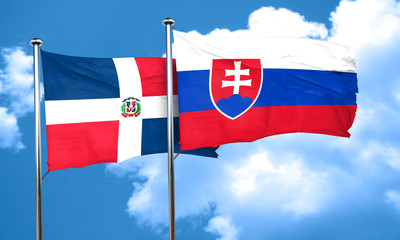 dominican republic flag with Slovakia flag, 3D rendering