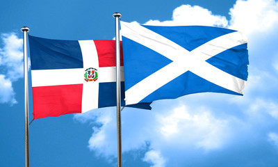 dominican republic flag with Scotland flag, 3D rendering