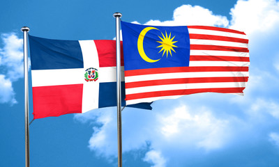 dominican republic flag with Malaysia flag, 3D rendering
