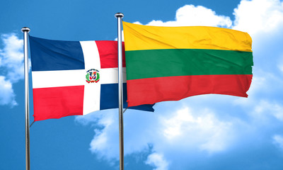dominican republic flag with Lithuania flag, 3D rendering
