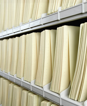 Detail of files on shelves