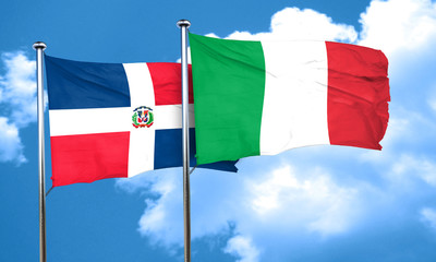 dominican republic flag with Italy flag, 3D rendering