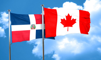 dominican republic flag with Canada flag, 3D rendering