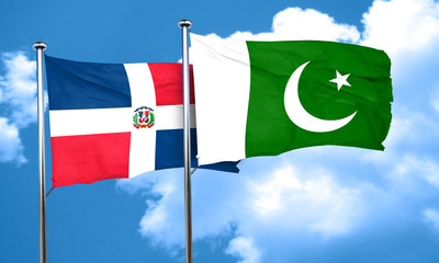 dominican republic flag with Pakistan flag, 3D rendering