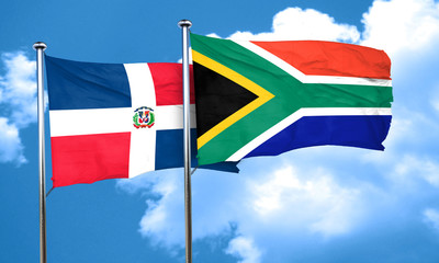 dominican republic flag with South Africa flag, 3D rendering