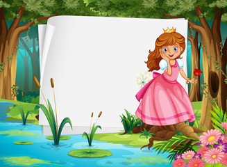Paper design with princess in the woods © GraphicsRF