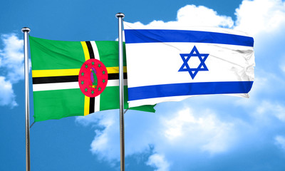 Dominica flag with Israel flag, 3D rendering