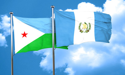 Djibouti flag with Guatemala flag, 3D rendering