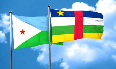 Djibouti flag with Central African Republic flag, 3D rendering