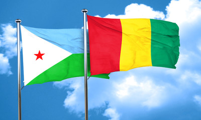 Djibouti flag with Guinea flag, 3D rendering