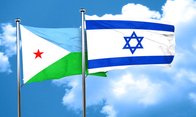 Djibouti flag with Israel flag, 3D rendering