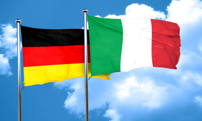 German flag with Italy flag, 3D rendering