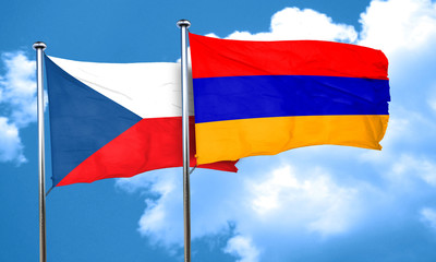czechoslovakia flag with Armenia flag, 3D rendering