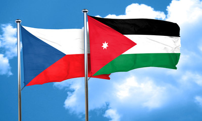 czechoslovakia flag with Jordan flag, 3D rendering