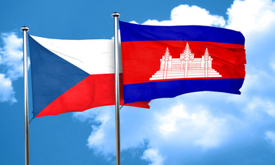czechoslovakia flag with Cambodia flag, 3D rendering