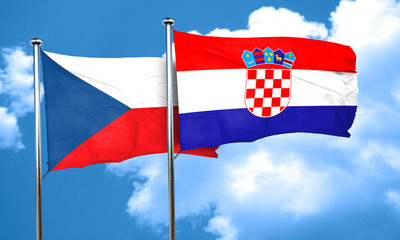 czechoslovakia flag with Croatia flag, 3D rendering