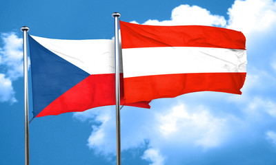 czechoslovakia flag with Austria flag, 3D rendering