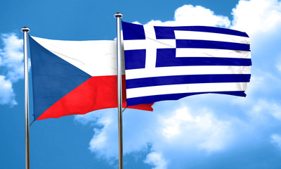czechoslovakia flag with Greece flag, 3D rendering