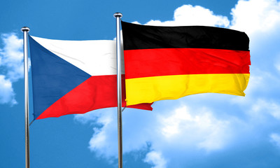 czechoslovakia flag with Germany flag, 3D rendering