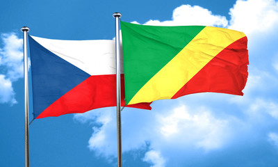 czechoslovakia flag with congo flag, 3D rendering