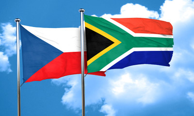 czechoslovakia flag with South Africa flag, 3D rendering