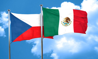 czechoslovakia flag with Mexico flag, 3D rendering