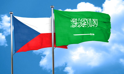 czechoslovakia flag with Saudi Arabia flag, 3D rendering