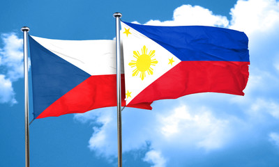 czechoslovakia flag with Philippines flag, 3D rendering