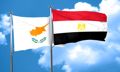 Cyprus flag with egypt flag, 3D rendering