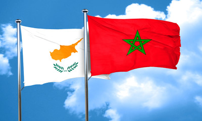 Cyprus flag with Morocco flag, 3D rendering