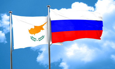 Cyprus flag with Russia flag, 3D rendering
