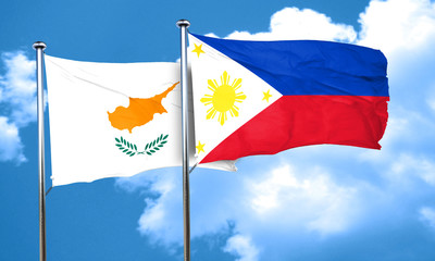 Cyprus flag with Philippines flag, 3D rendering