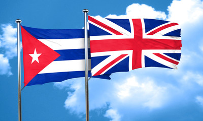 Cuba flag with Great Britain flag, 3D rendering