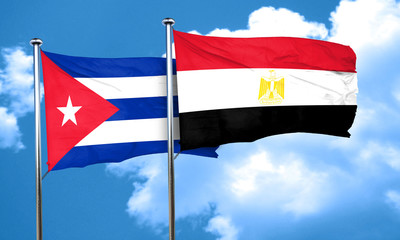 Cuba flag with egypt flag, 3D rendering