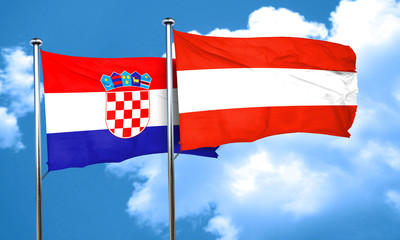 croatia flag with Austria flag, 3D rendering