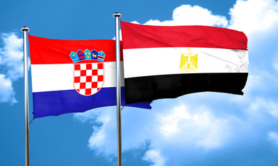 croatia flag with egypt flag, 3D rendering